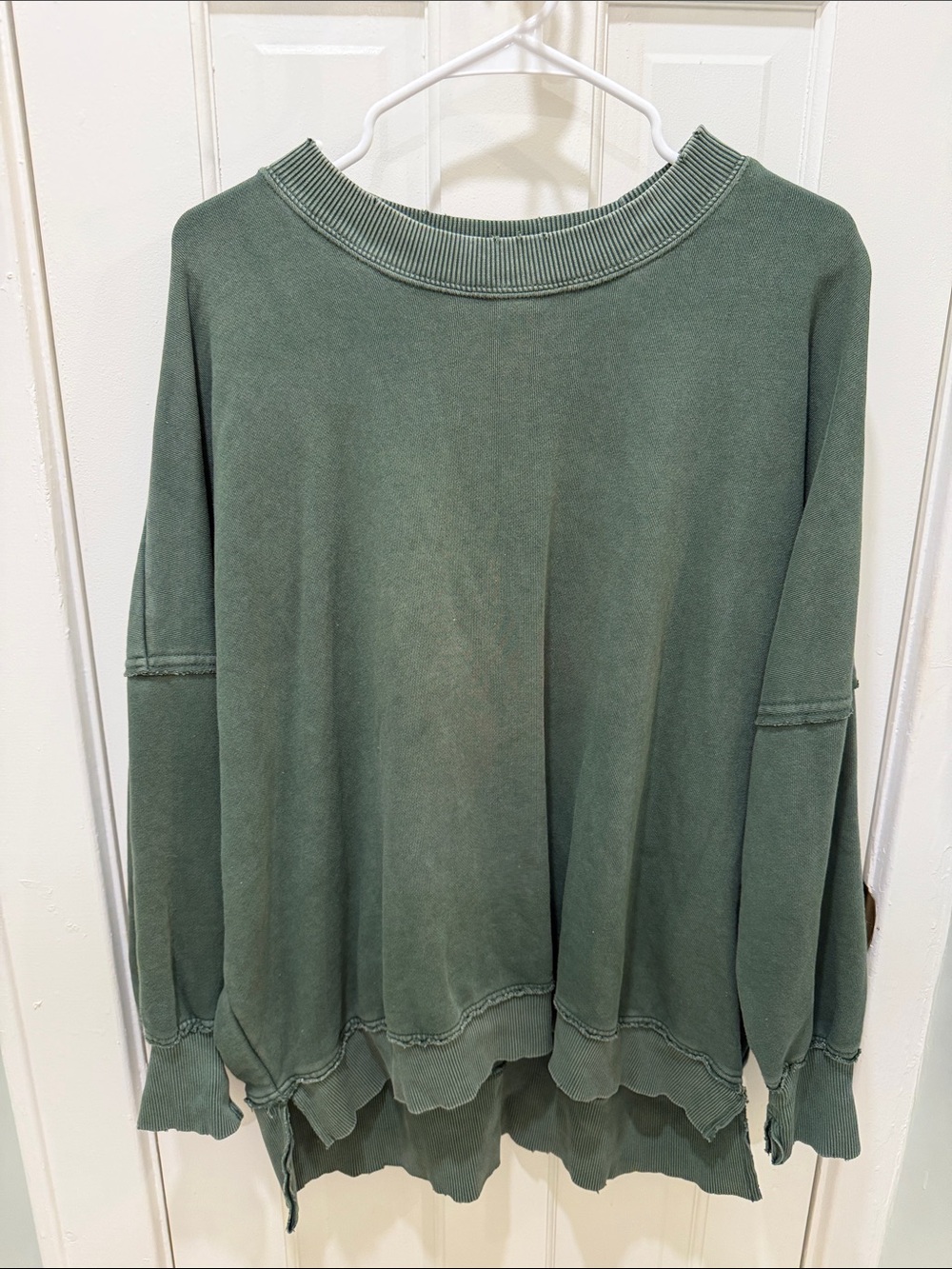 aerie Washed forest Green Oversized Pullover Sweatshirt